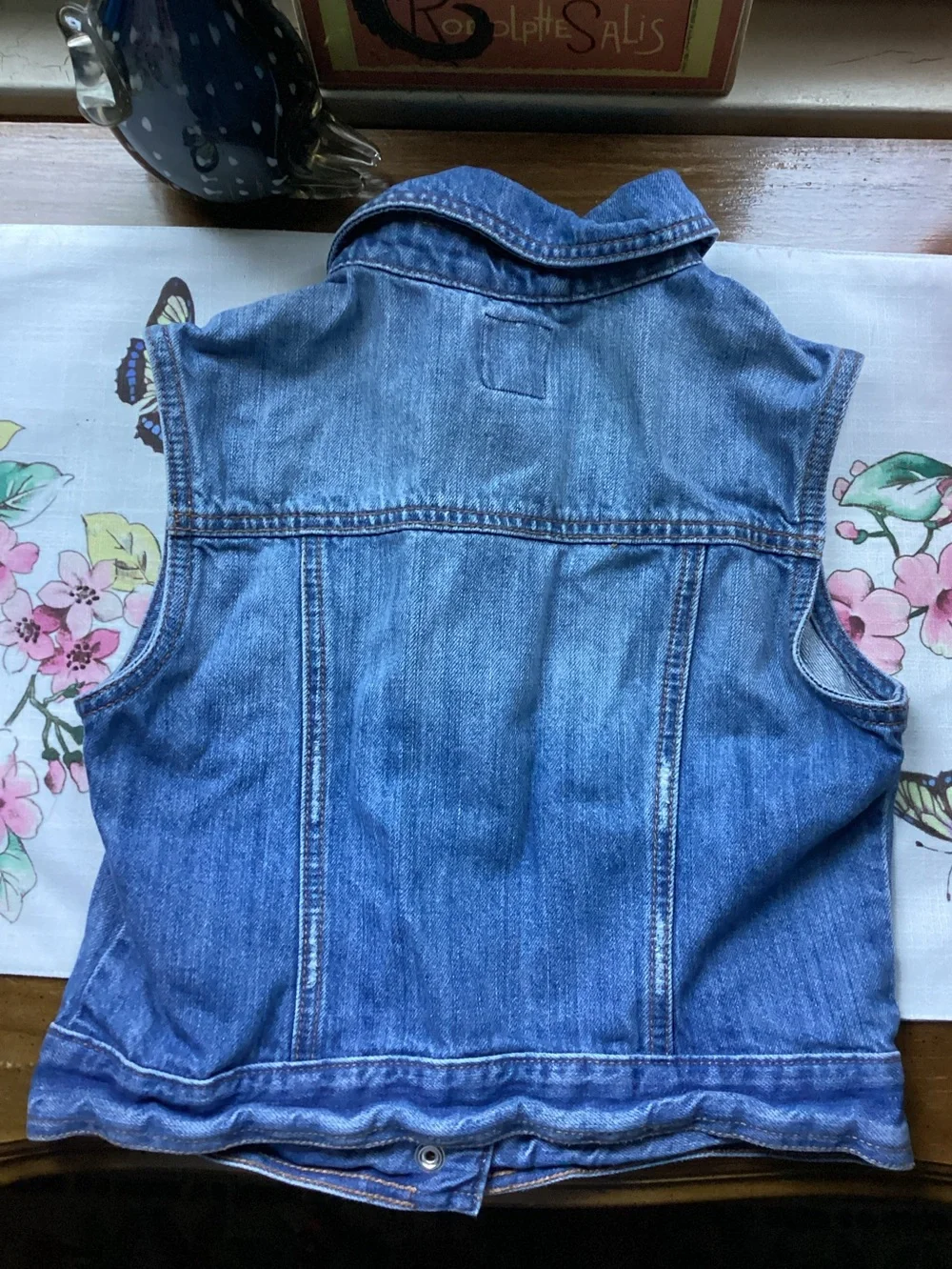 GAP Blue Denim Sleeveless Jacket